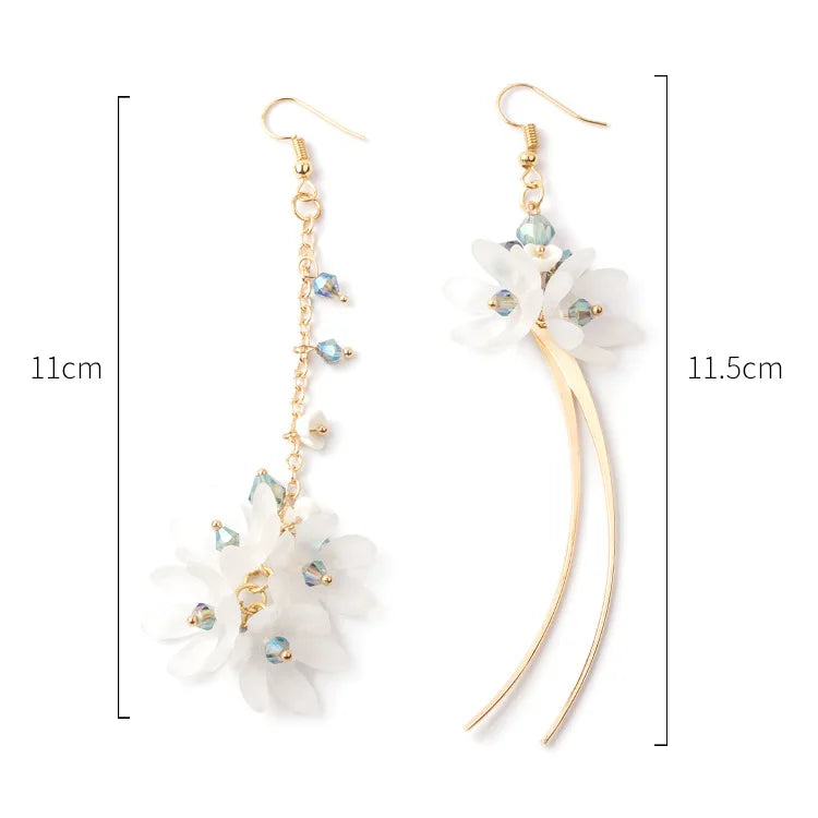 White Acrylic Flower Crystal Earrings
