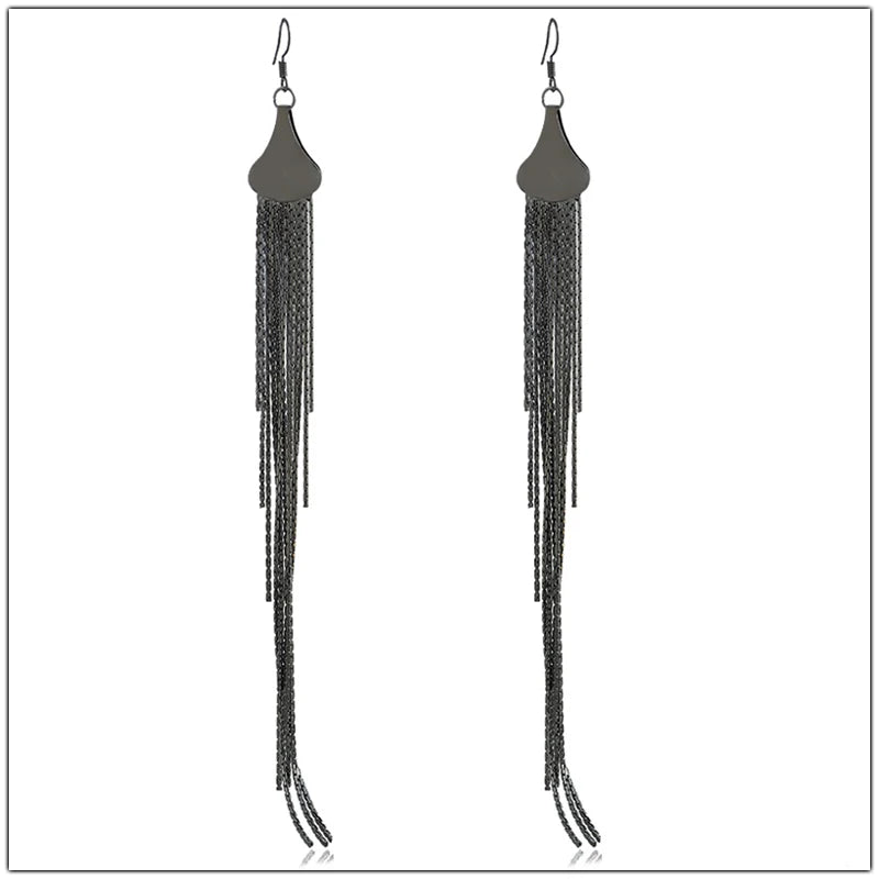 Baroque Water Drop Tassel Dangle Earrings