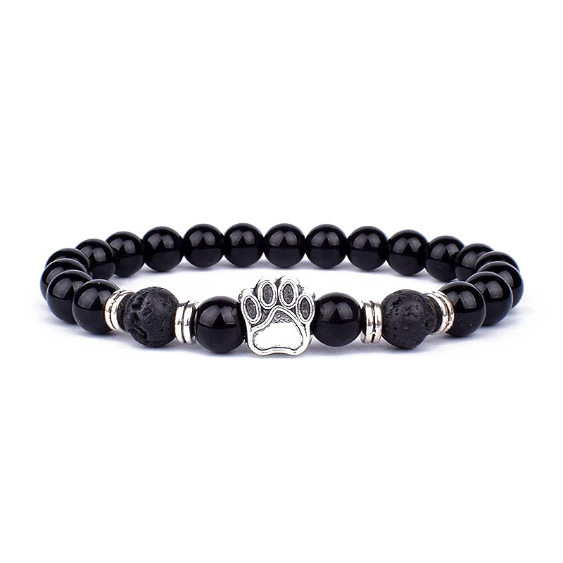 Obsidian Lava Stone Lion Head Bracelet