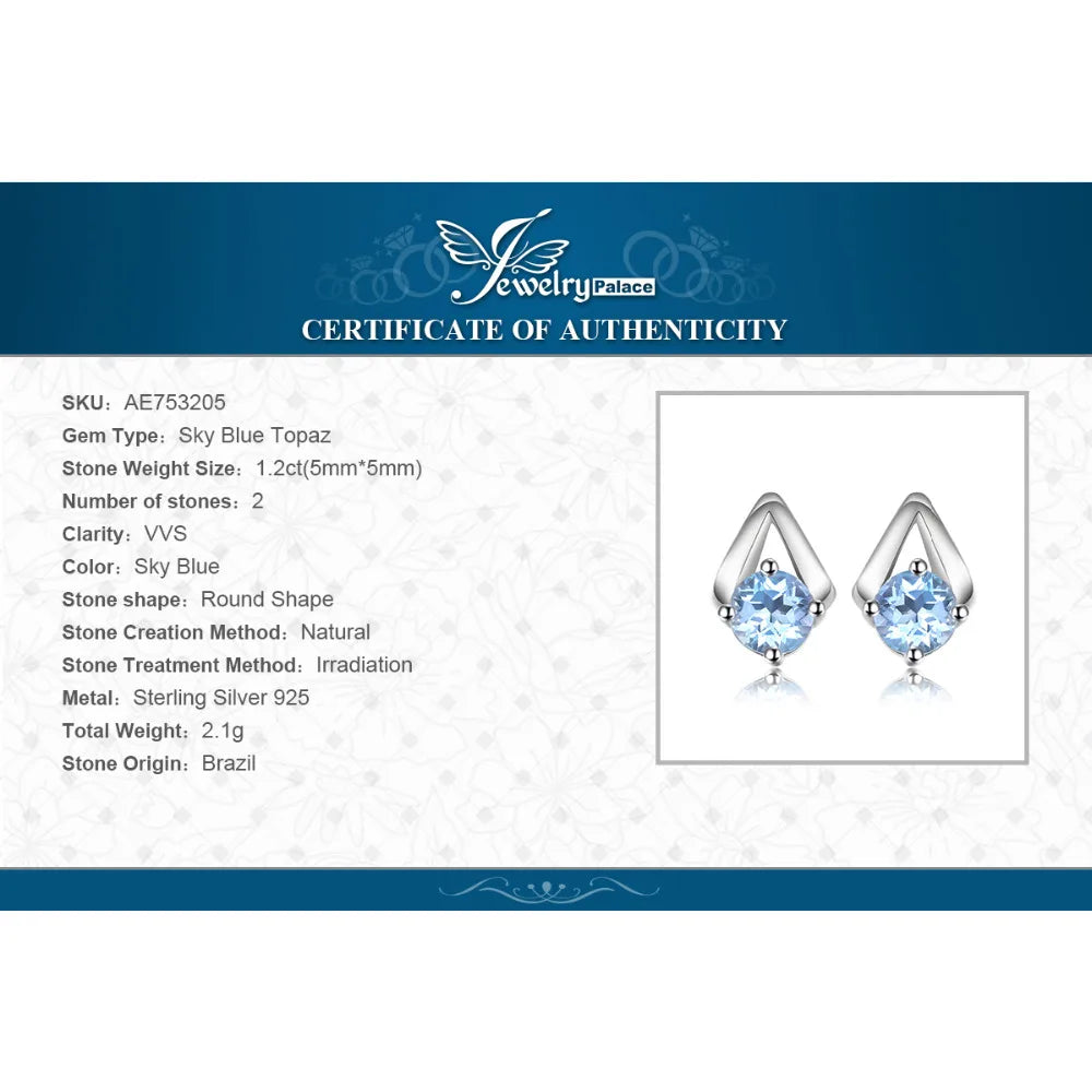 925 Sterling Silver Sky Blue Topaz Stud Earrings