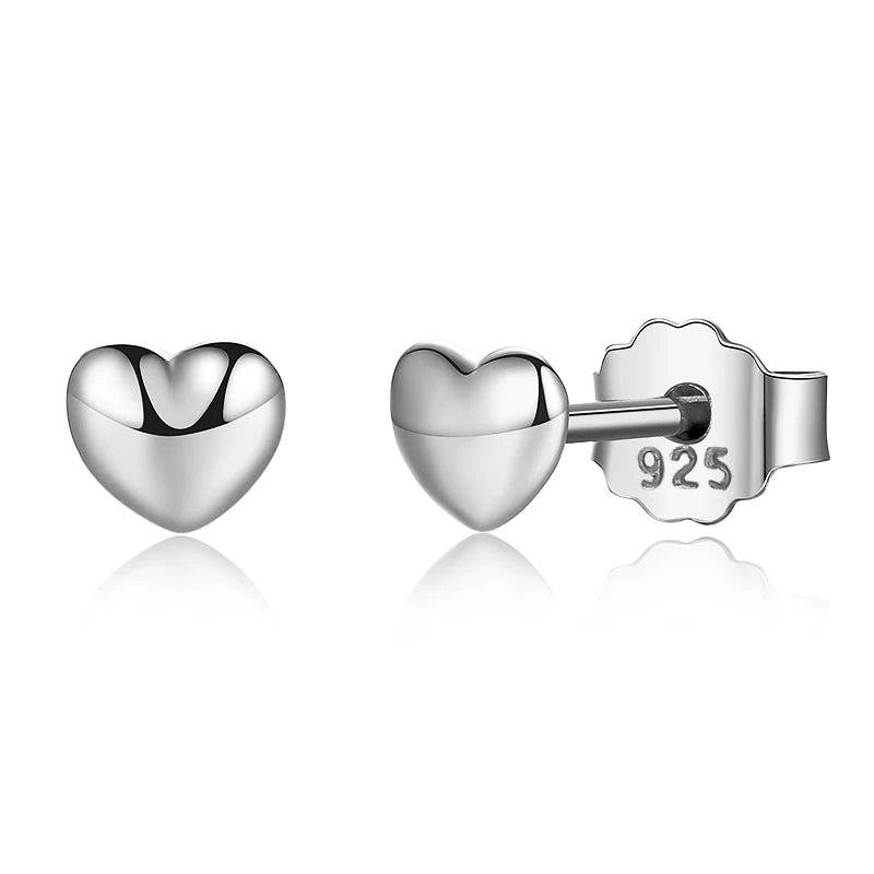 925 Sterling Silver Petite Heart Stud Earrings