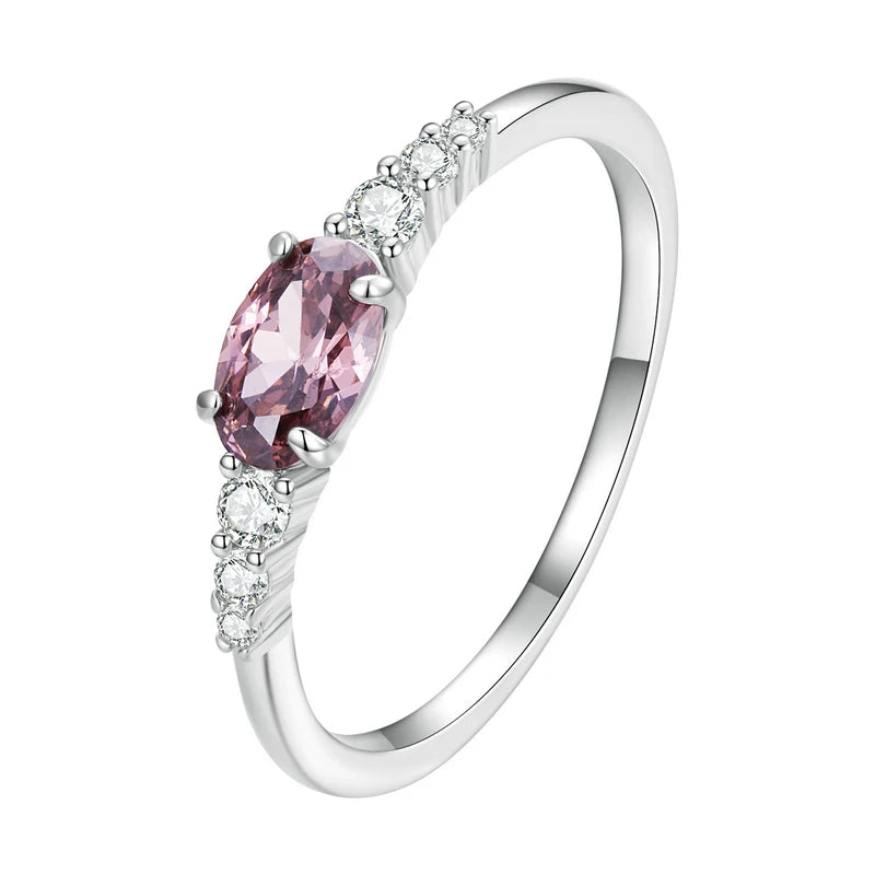 925 Sterling Silver Oval Gemstone Ring
