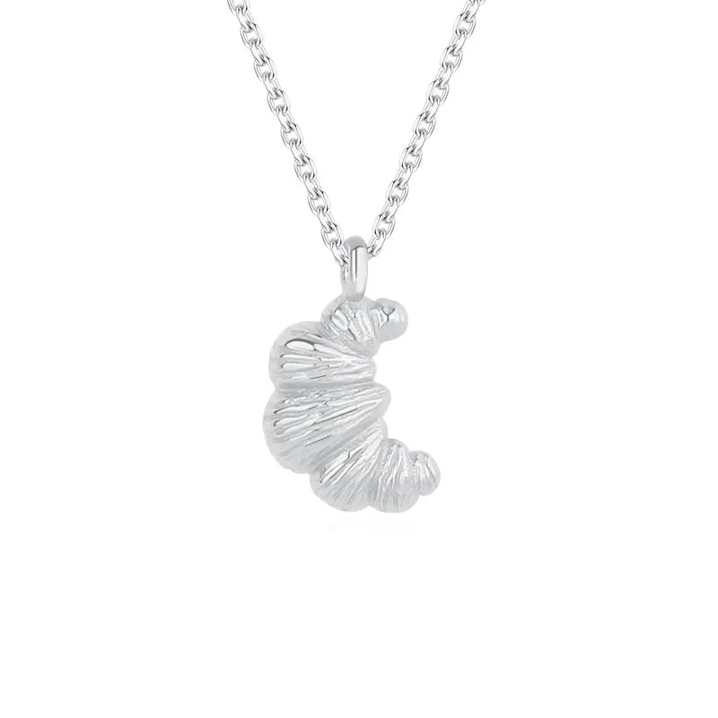 Minimalist 925 Sterling Silver Croissant Pendant Necklace - Elegant Everyday Chain