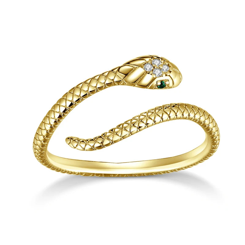 925 Sterling Silver Snake Adjustable Ring