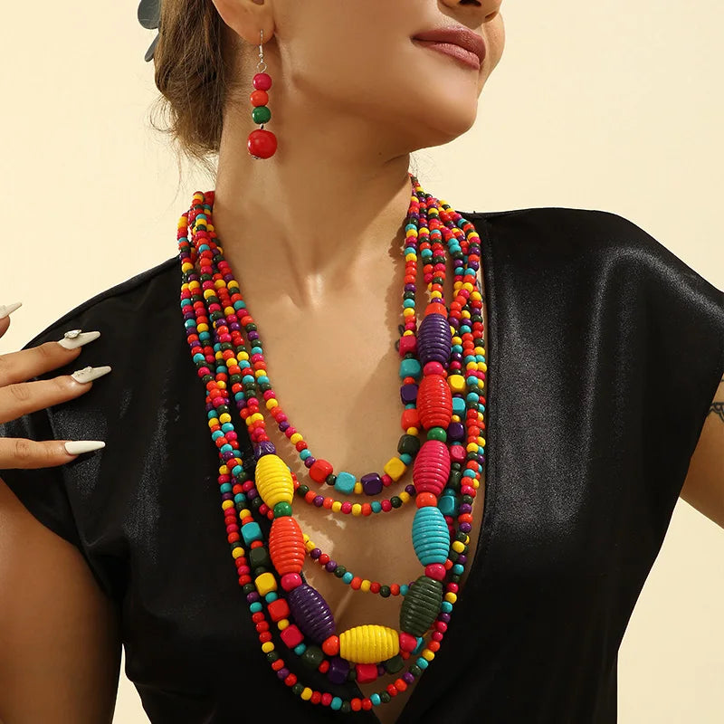 Wood Bead Boho African Jewelry Set