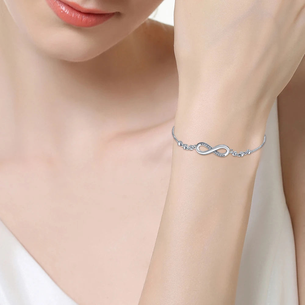 925 Sterling Silver Infinity Moon Bracelet