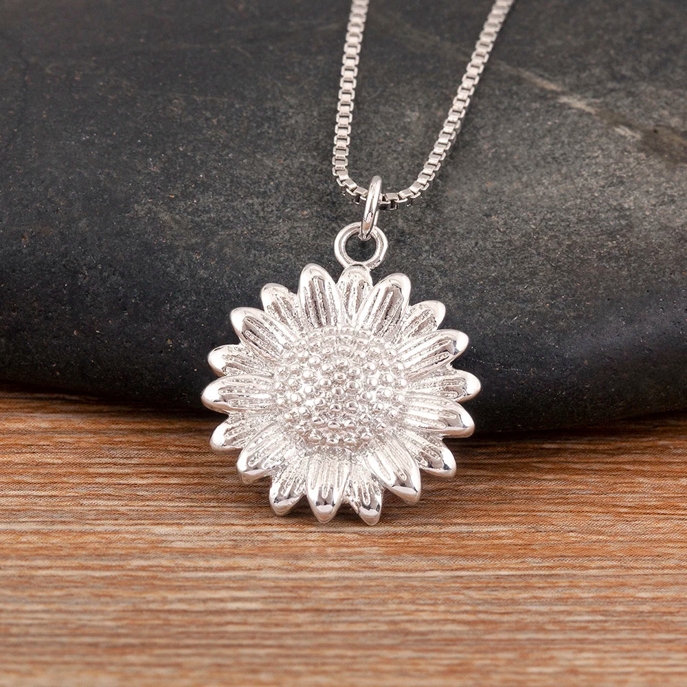 Sunflower Charm Pendant Necklace - Zircon Copper Fashion Jewelry