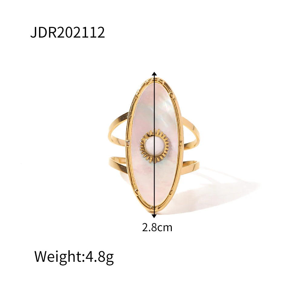 Waterproof Natural Stone Stainless Steel Ring
