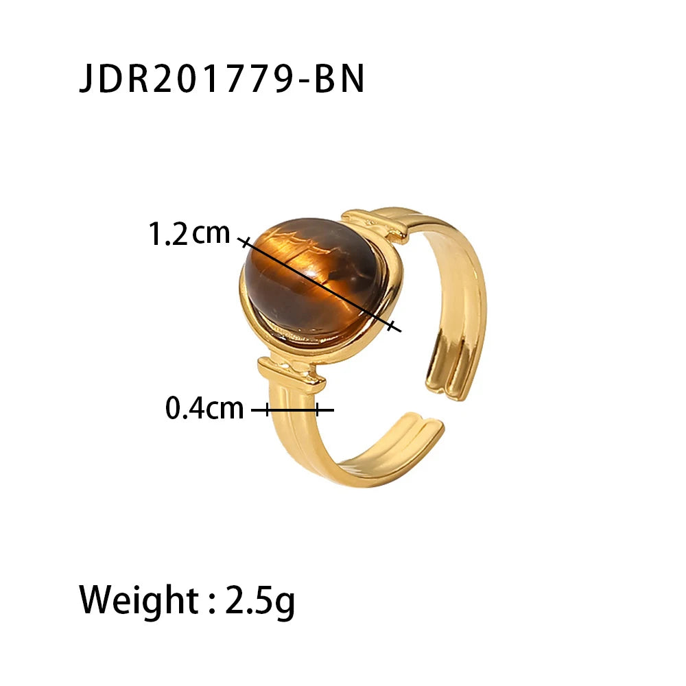 Waterproof Natural Stone Stainless Steel Ring