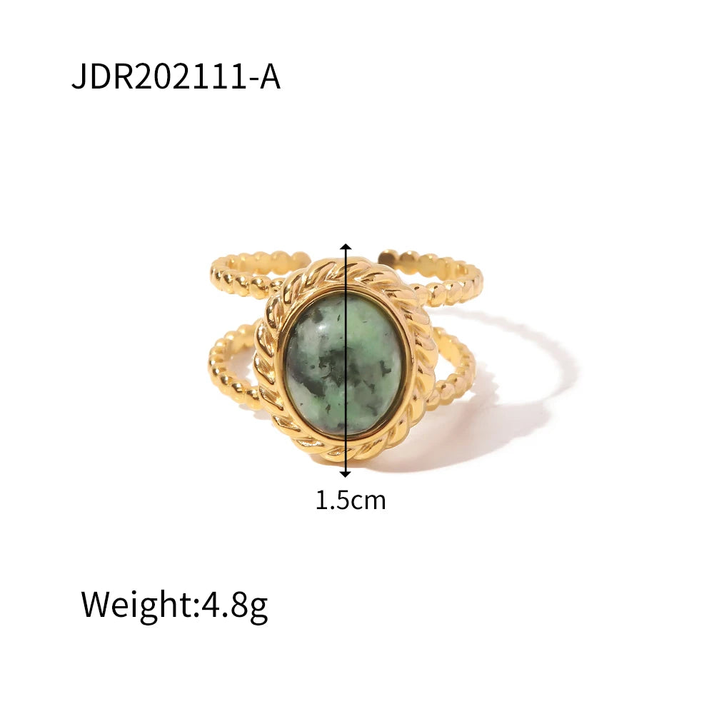 Waterproof Natural Stone Stainless Steel Ring