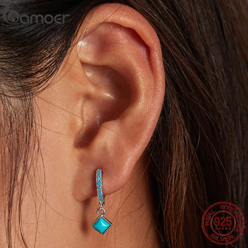 925 Sterling Silver Geometric Drop Earrings