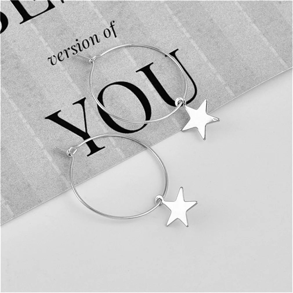 Gold-tone Star Circle Drop Earrings