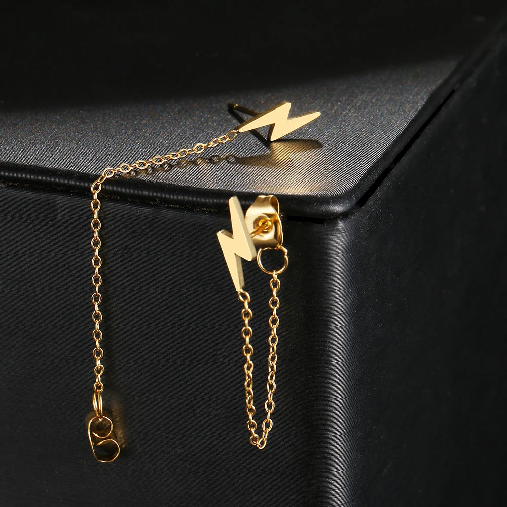 Stainless Steel Lightning Chain Earrings