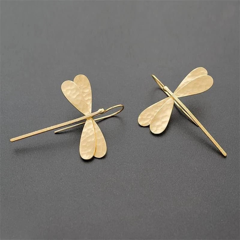 3D Dragonfly Drop Earrings