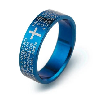 Titanium Steel Christian Cross Bible Ring
