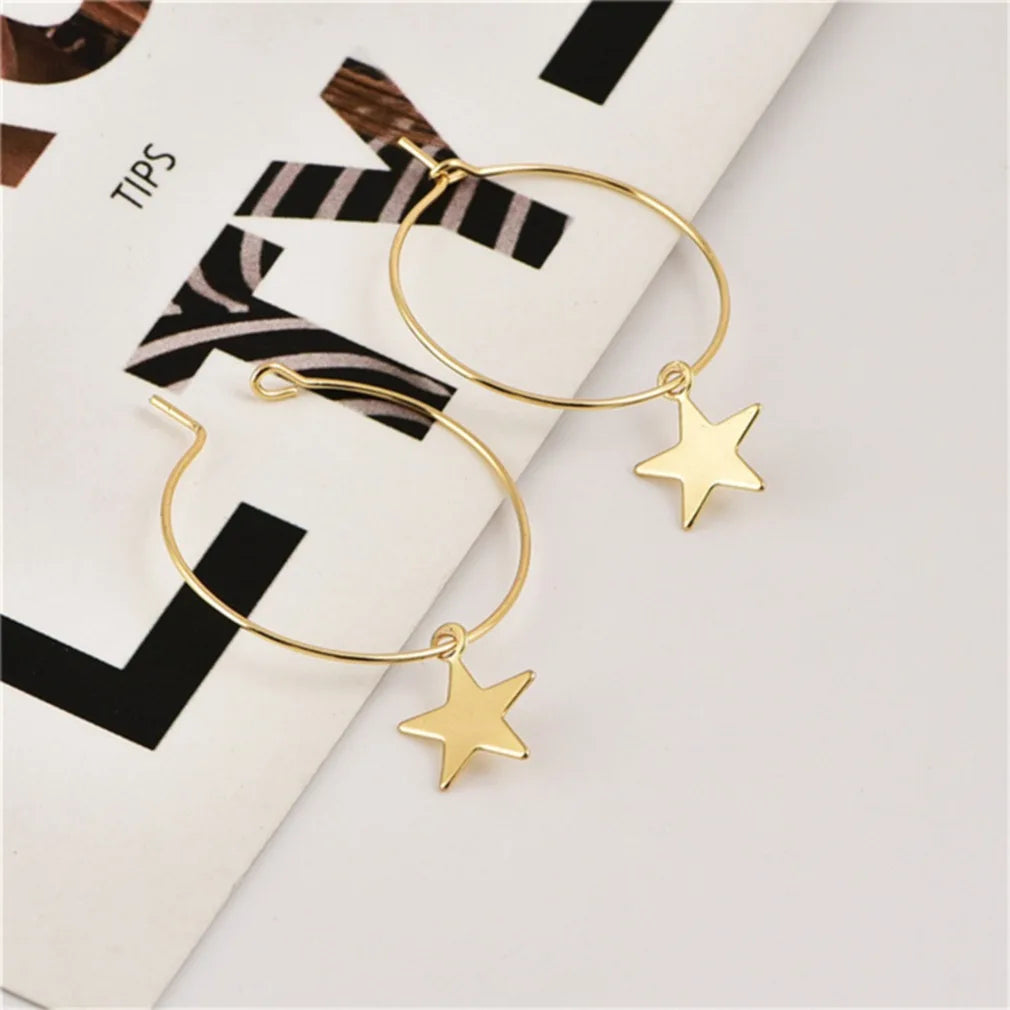 Gold-tone Star Circle Drop Earrings