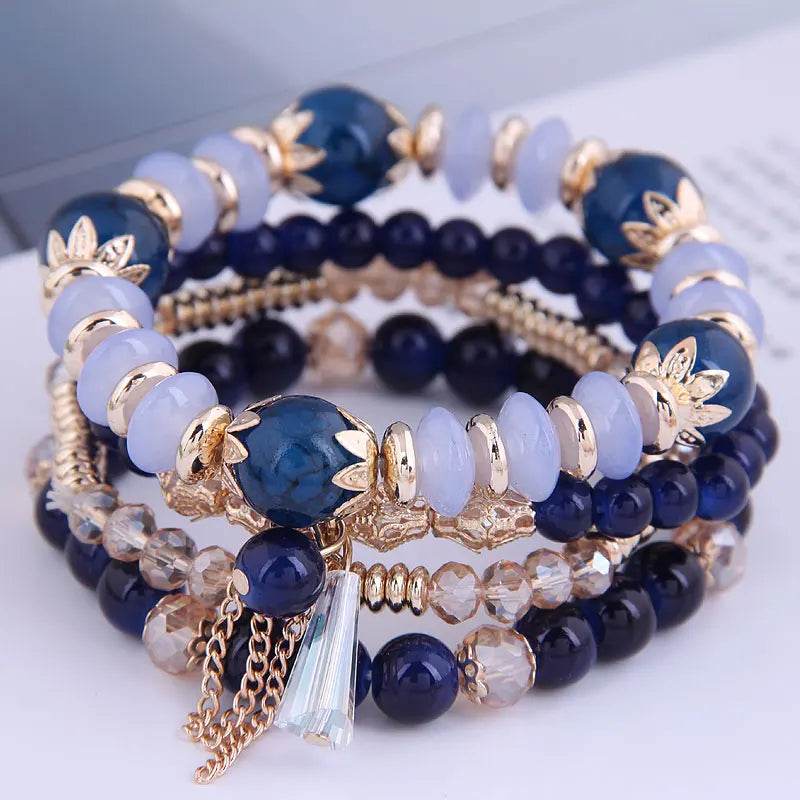 Crystal Boho Tassel Charm Bracelet