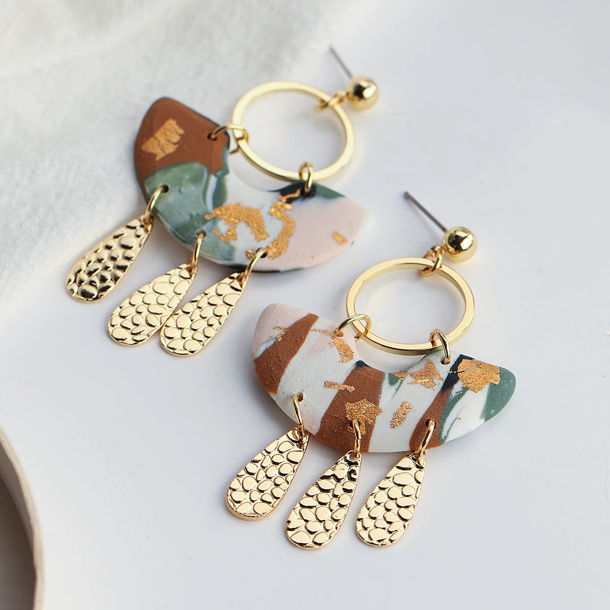 Abstract Polymer Clay Drop Earrings