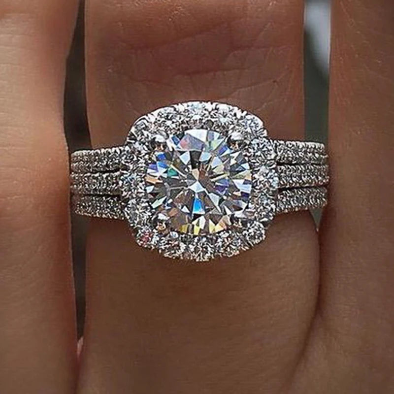 Brilliant Cubic Zirconia Engagement Ring