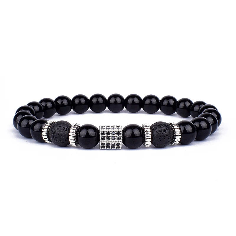 Obsidian Lava Stone Lion Head Bracelet