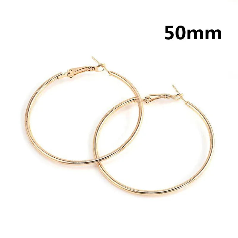 Large Smooth Hoop Earrings - 40mm to 80mm
