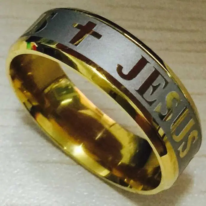 Titanium Steel Christian Cross Bible Ring