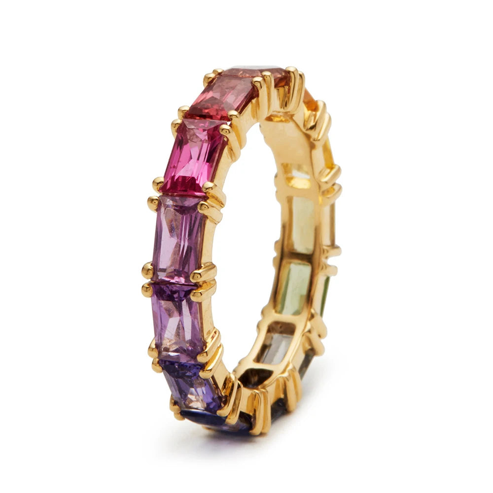 Gold Tone Colorful Cubic Zirconia Ring