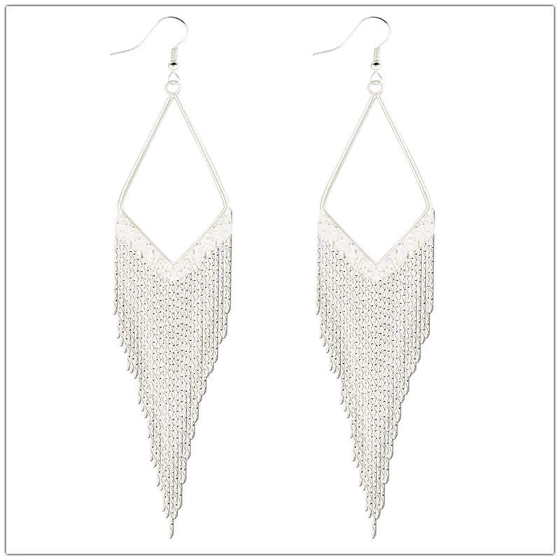 Baroque Water Drop Tassel Dangle Earrings