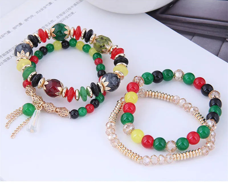 Crystal Boho Tassel Charm Bracelet
