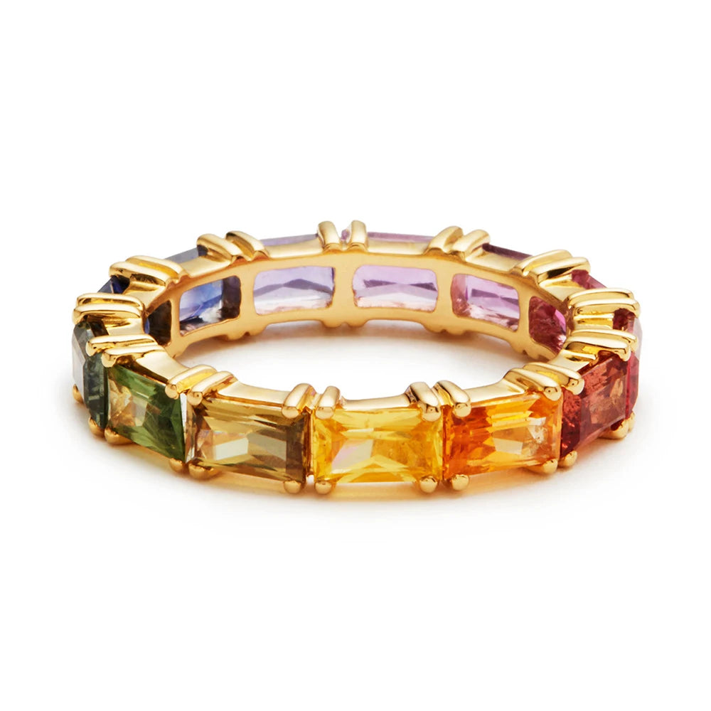 Gold Tone Colorful Cubic Zirconia Ring