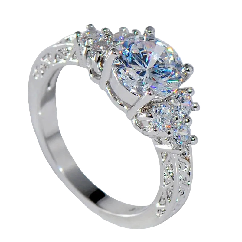 925 Sterling Silver 8mm Zircon Ring