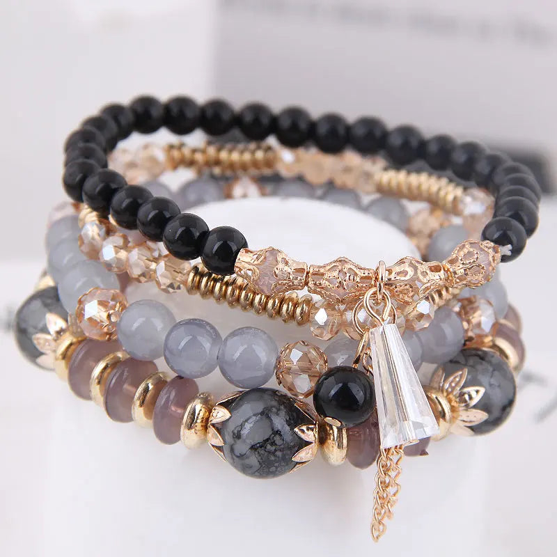 Crystal Boho Tassel Charm Bracelet