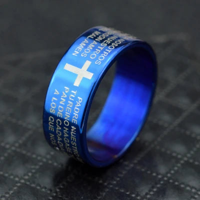 Titanium Steel Christian Cross Bible Ring