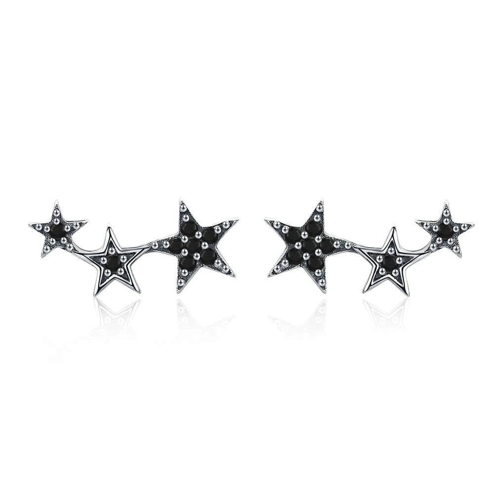 925 Sterling Silver Cubic Zirconia Star Drop Earrings