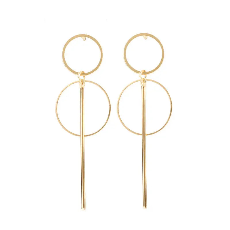 Gold-tone Star Circle Drop Earrings