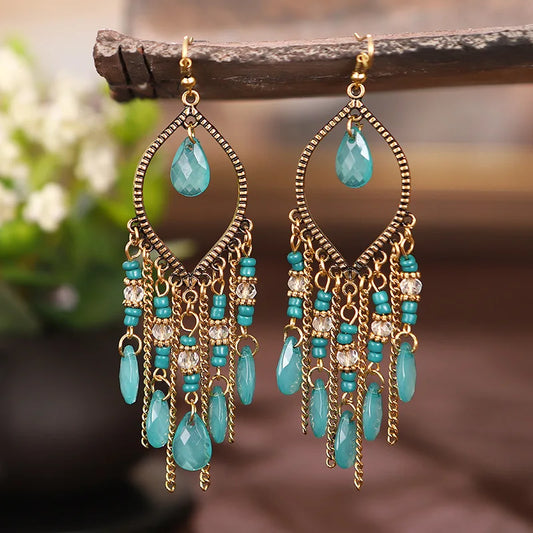 Gold-tone Boho Water Drop Drop Earrings