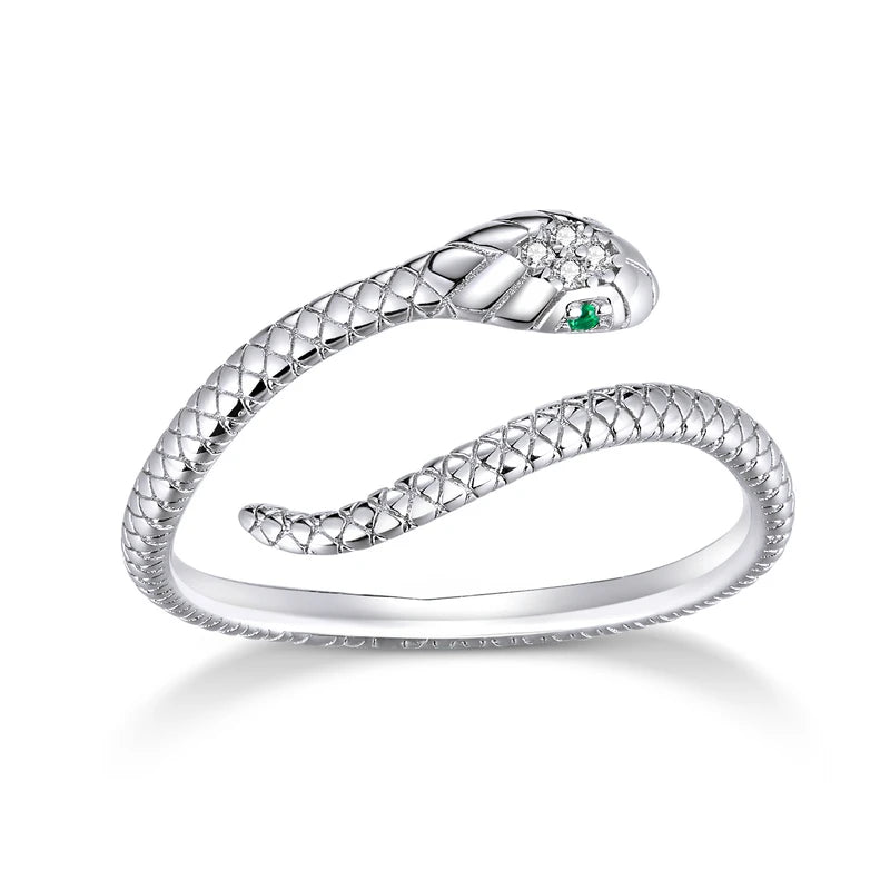 925 Sterling Silver Snake Adjustable Ring