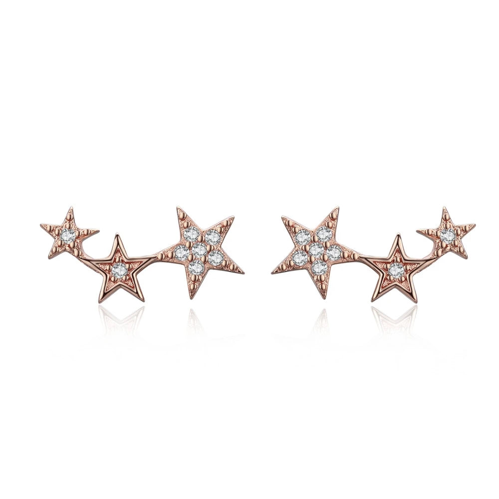 925 Sterling Silver Cubic Zirconia Star Drop Earrings