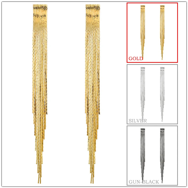 Baroque Water Drop Tassel Dangle Earrings
