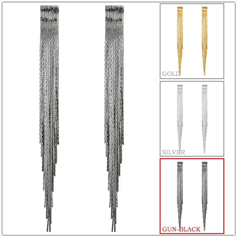Baroque Water Drop Tassel Dangle Earrings