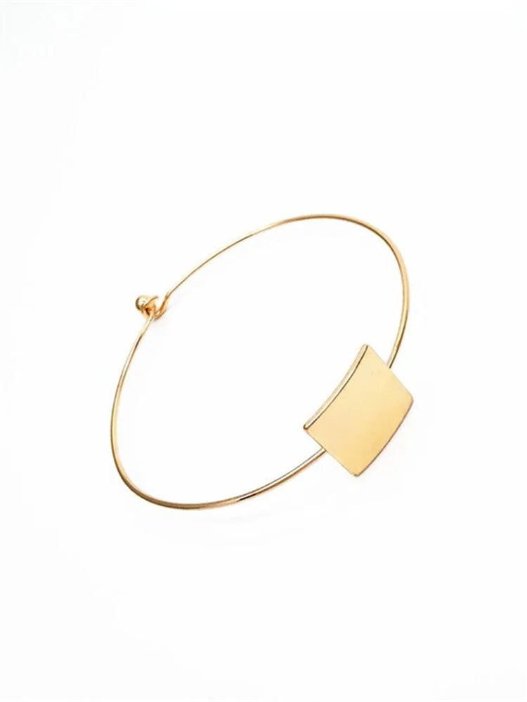 Iron Alloy Geometric Bangle Bracelet