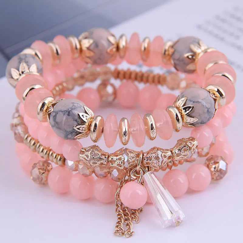 Crystal Boho Tassel Charm Bracelet