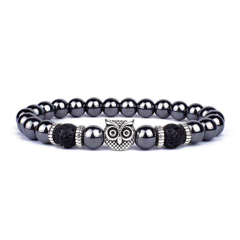 Obsidian Lava Stone Lion Head Bracelet