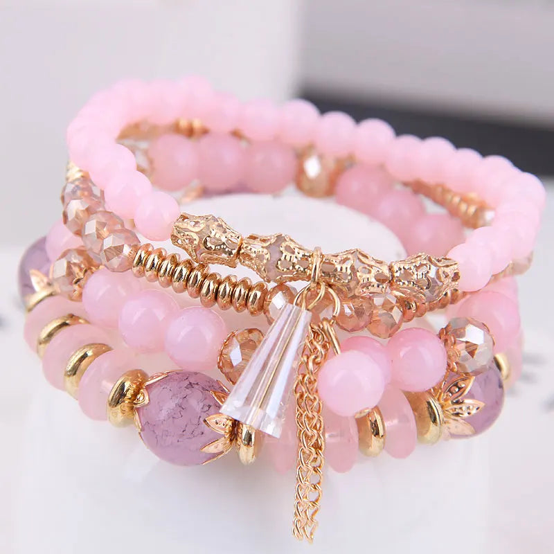 Crystal Boho Tassel Charm Bracelet