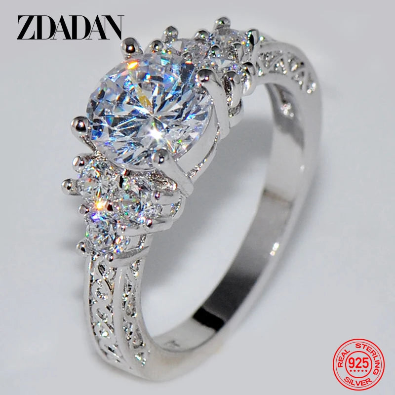 925 Sterling Silver 8mm Zircon Ring