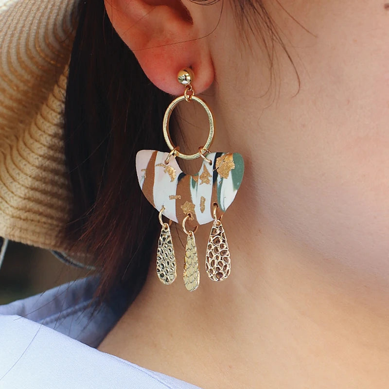 Abstract Polymer Clay Drop Earrings