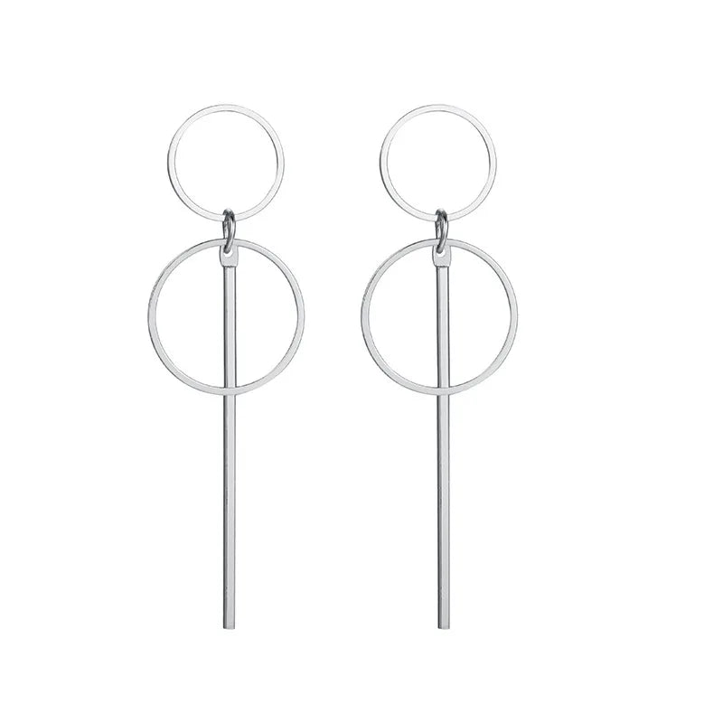 Gold-tone Star Circle Drop Earrings