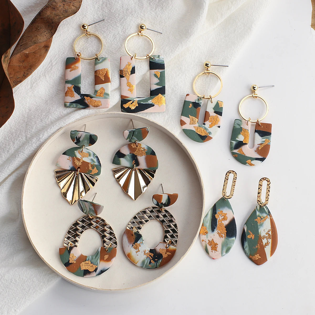 Abstract Polymer Clay Drop Earrings