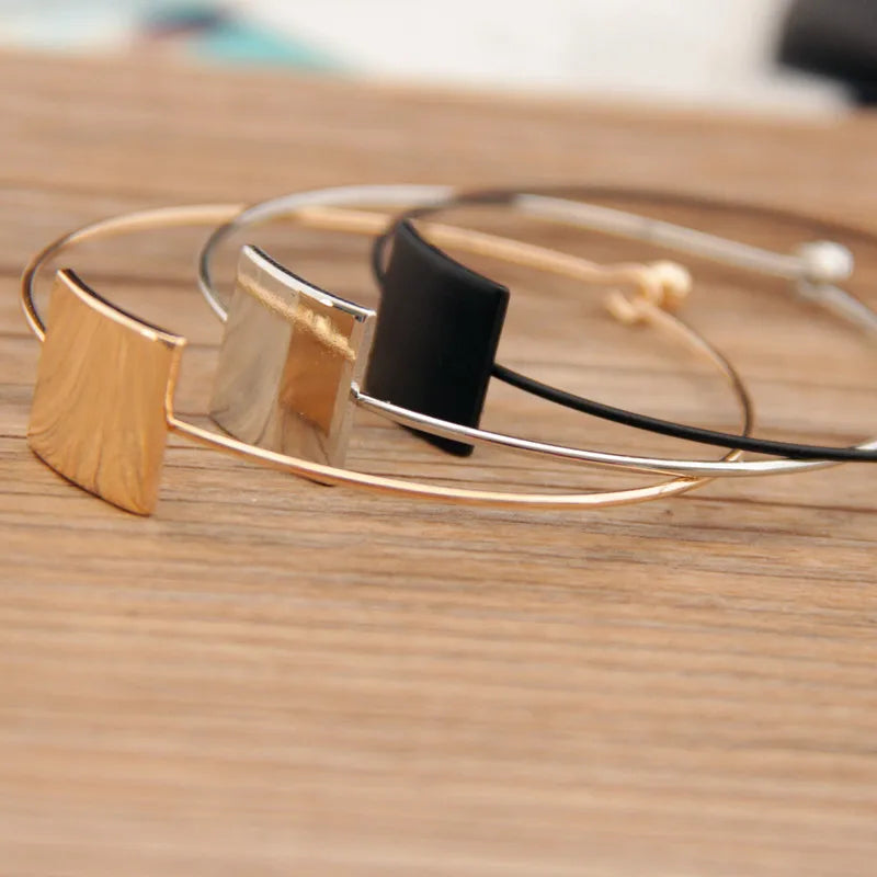 Iron Alloy Geometric Bangle Bracelet