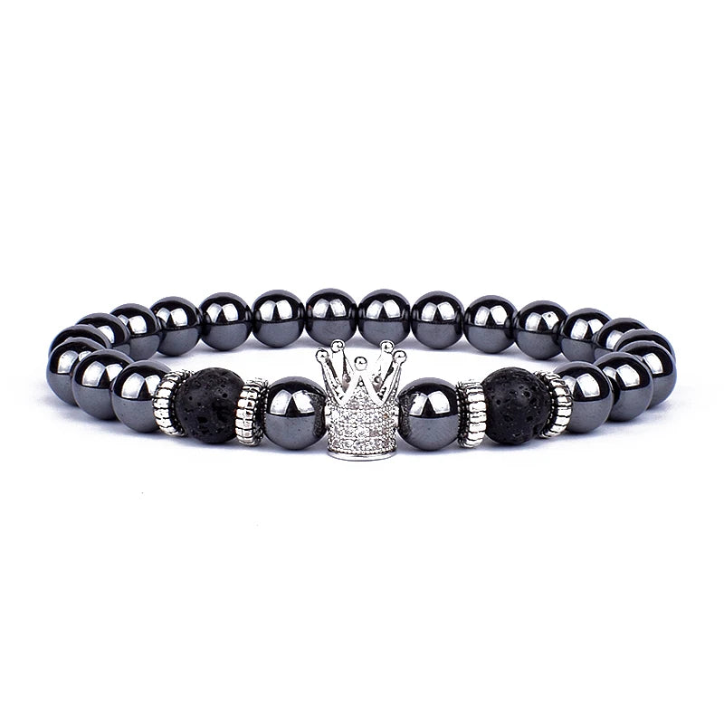 Obsidian Lava Stone Lion Head Bracelet